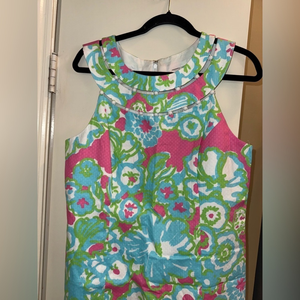 New ▶️ Lilly Pulitzer ◀️ Lindy PB Pink A Delicacy Beaded Neck Shift Size 12 - Picture 5 of 12